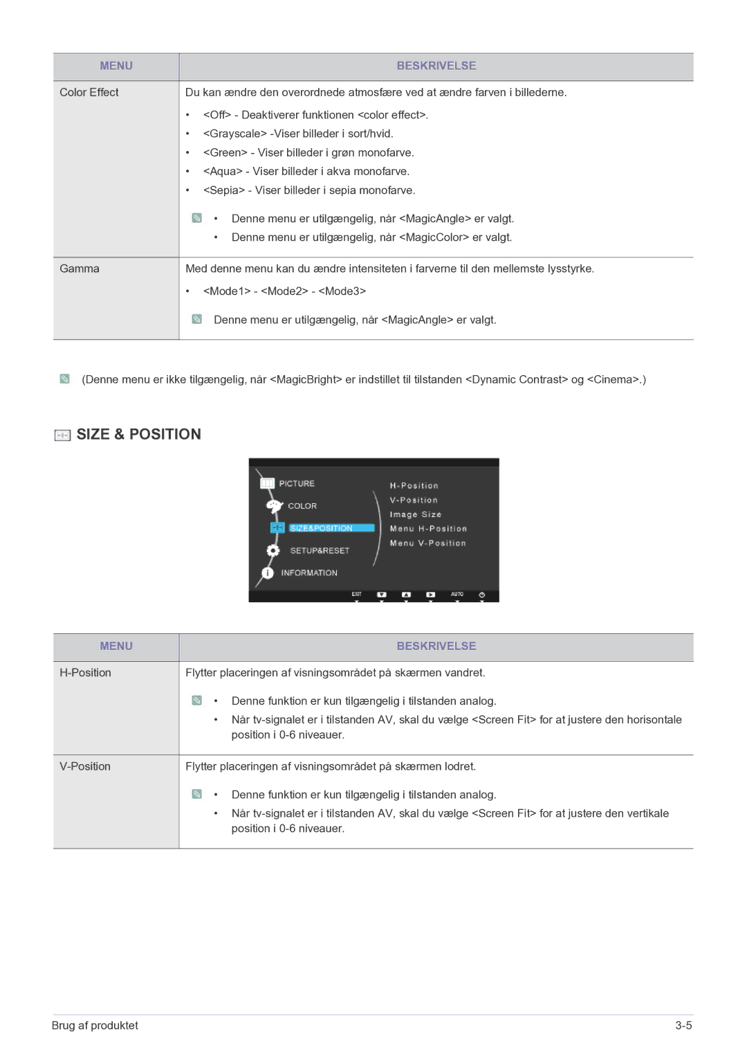 Samsung LS22MYPEBV/EN manual Size & Position 