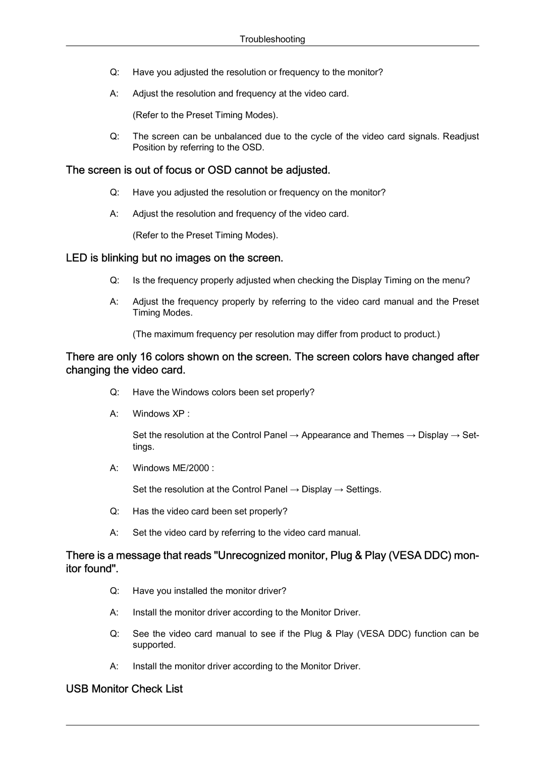 Samsung LS22MYQEBB/EDC manual Screen is out of focus or OSD cannot be adjusted, LED is blinking but no images on the screen 