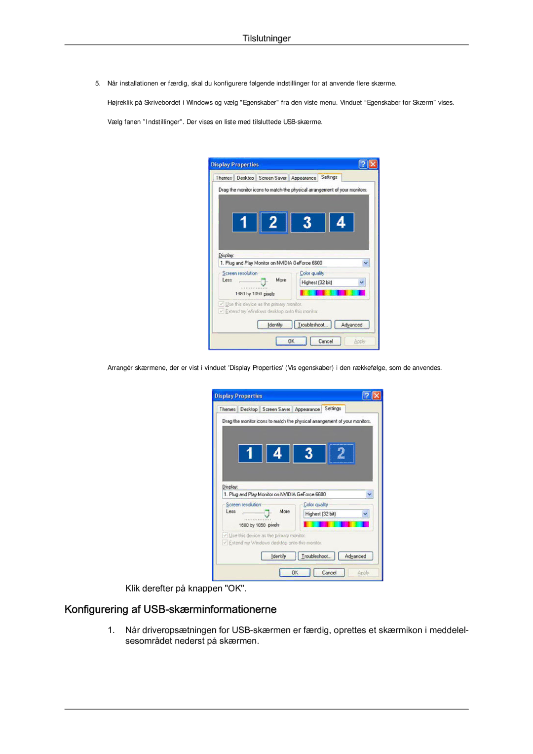 Samsung LS22MYQEBB/EDC manual Konfigurering af USB-skærminformationerne 