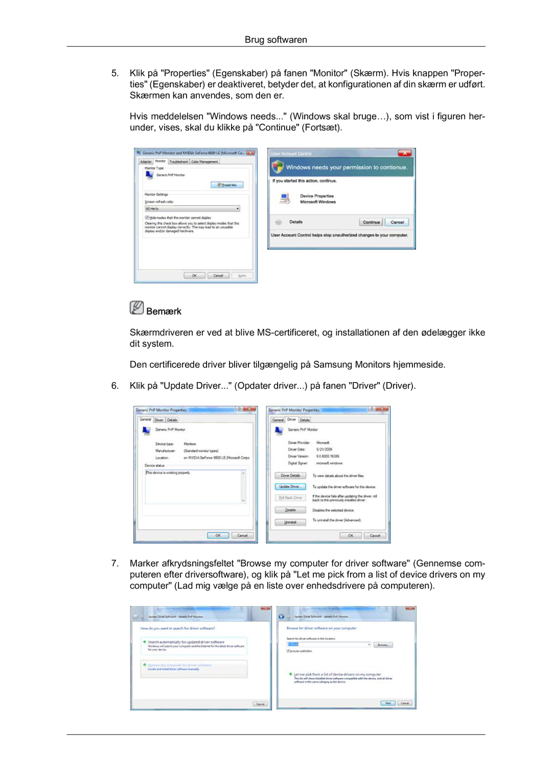 Samsung LS22MYQEBB/EDC manual Bemærk 