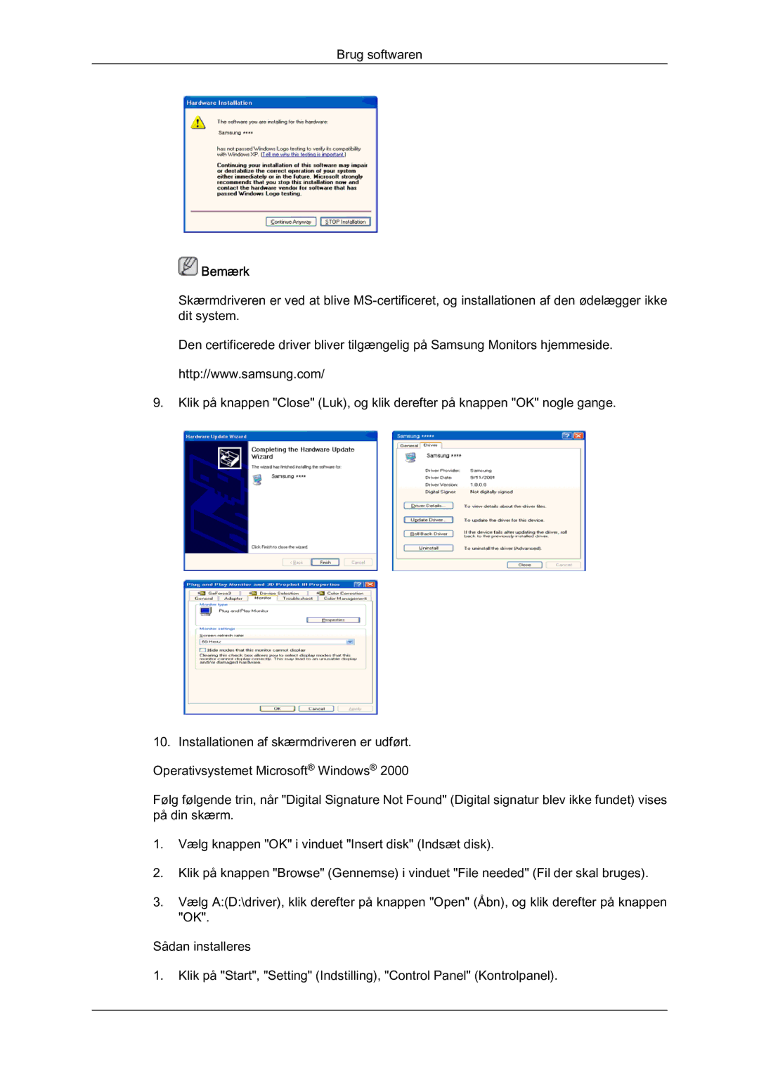 Samsung LS22MYQEBB/EDC manual Bemærk 