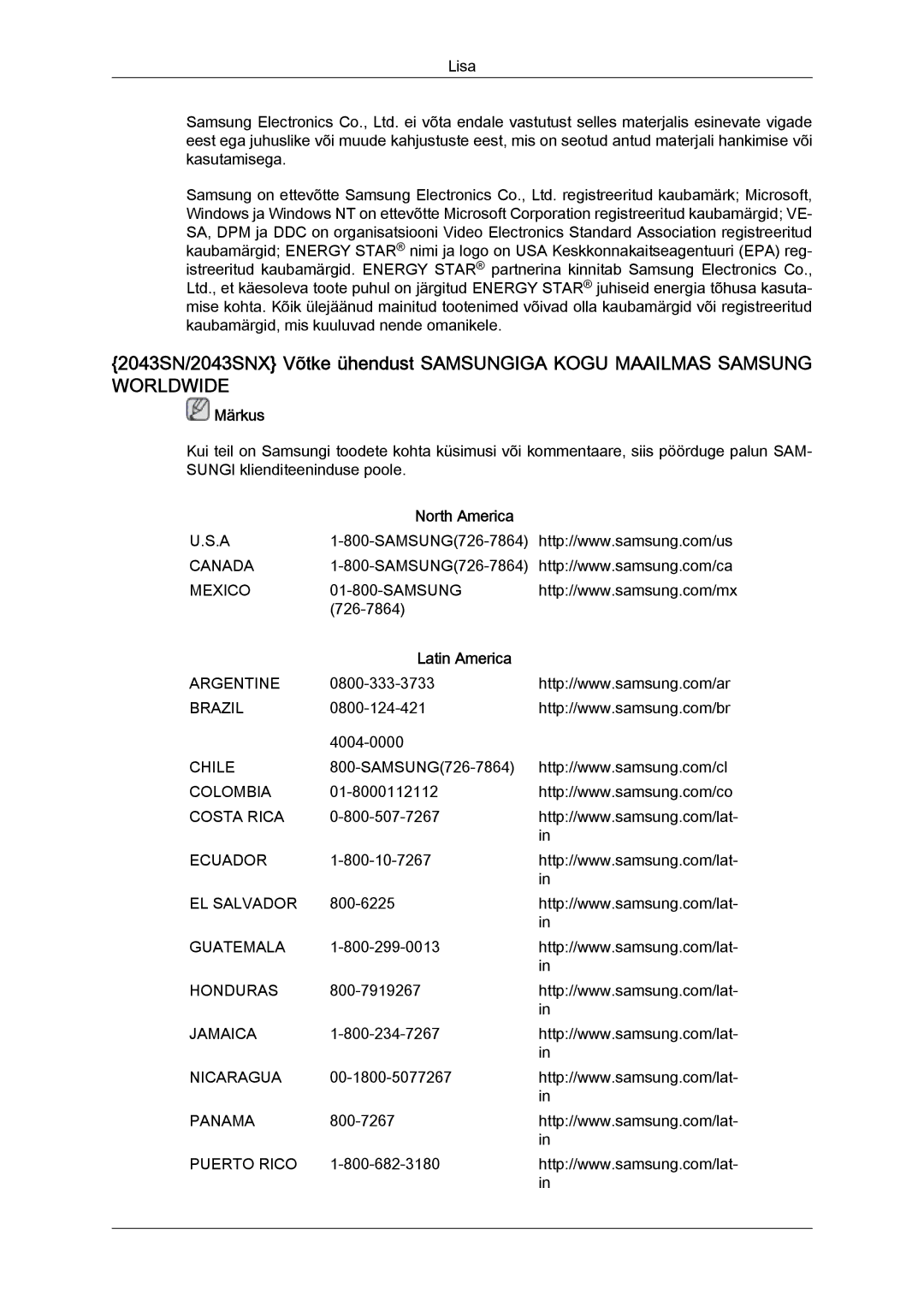 Samsung LS19MYYKBBA/EN, LS22MYYKBB/EDC, LS20MYYKBBA/EN, LS19MYYKBB/EDC, LS22MYYKBBA/EN manual Puerto Rico 