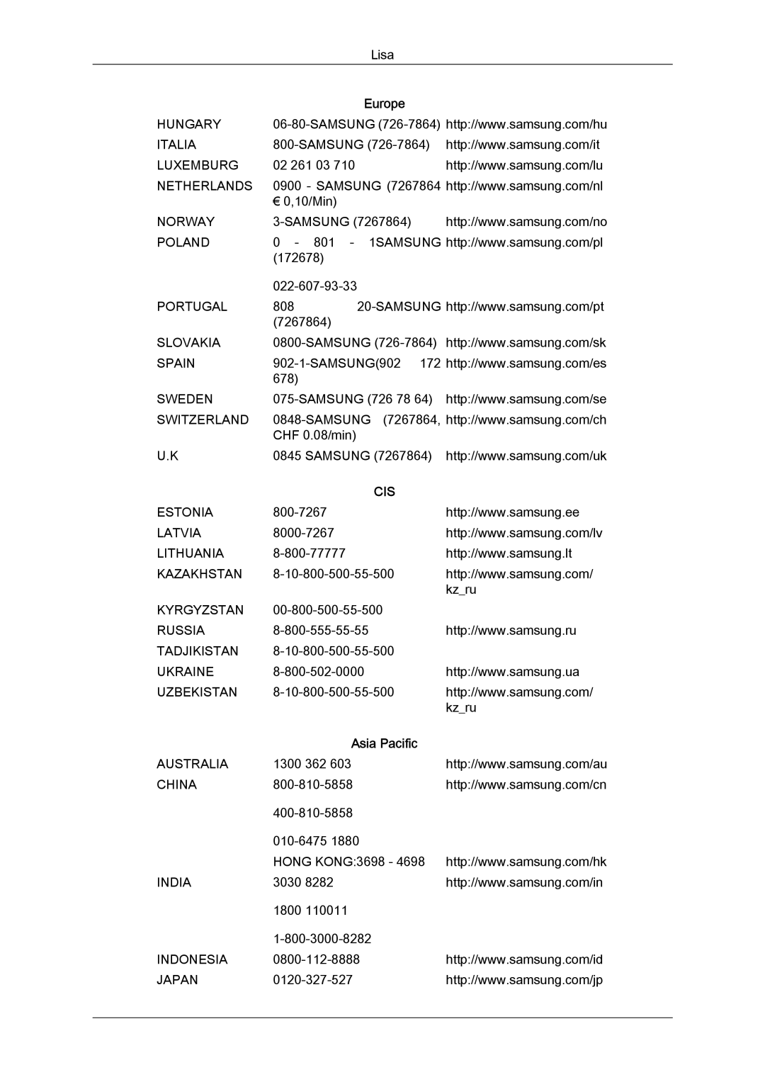 Samsung LS19MYYKBBA/EN, LS22MYYKBB/EDC, LS20MYYKBBA/EN, LS19MYYKBB/EDC, LS22MYYKBBA/EN manual Cis 