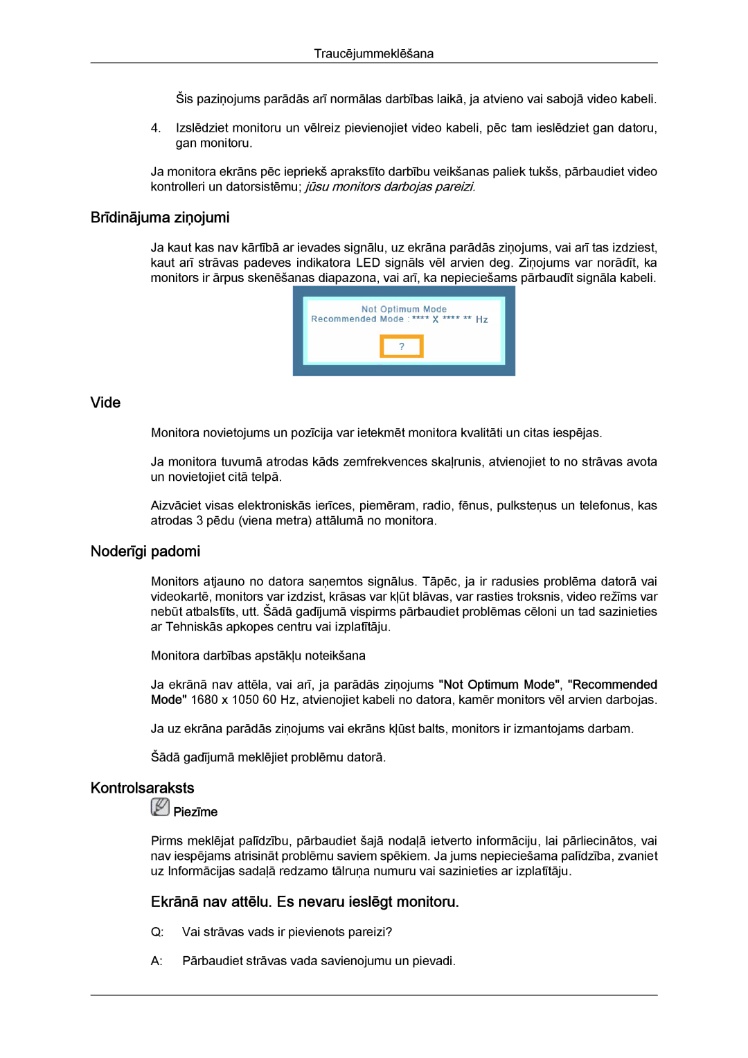 Samsung LS19MYYKBBA/EN, LS22MYYKBB/EDC, LS20MYYKBBA/EN, LS19MYYKBB/EDC, LS22MYYKBBA/EN manual Brīdinājuma ziņojumi 