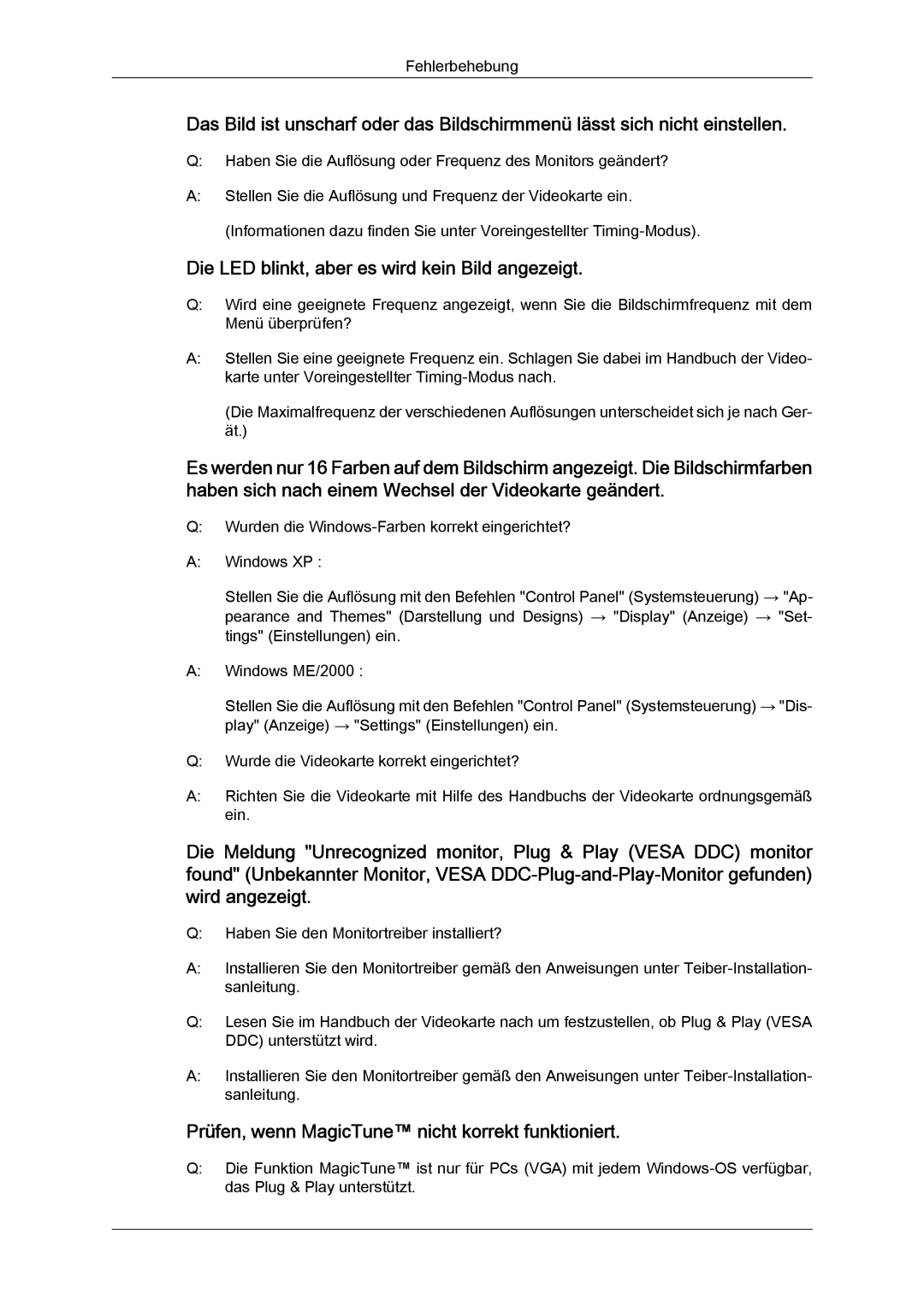 Samsung LS22MYYKBB/EDC, LS22MYLKF/EDC, LS19MYYKBBA/EN, LS19MYYKBB/EDC manual Die LED blinkt, aber es wird kein Bild angezeigt 