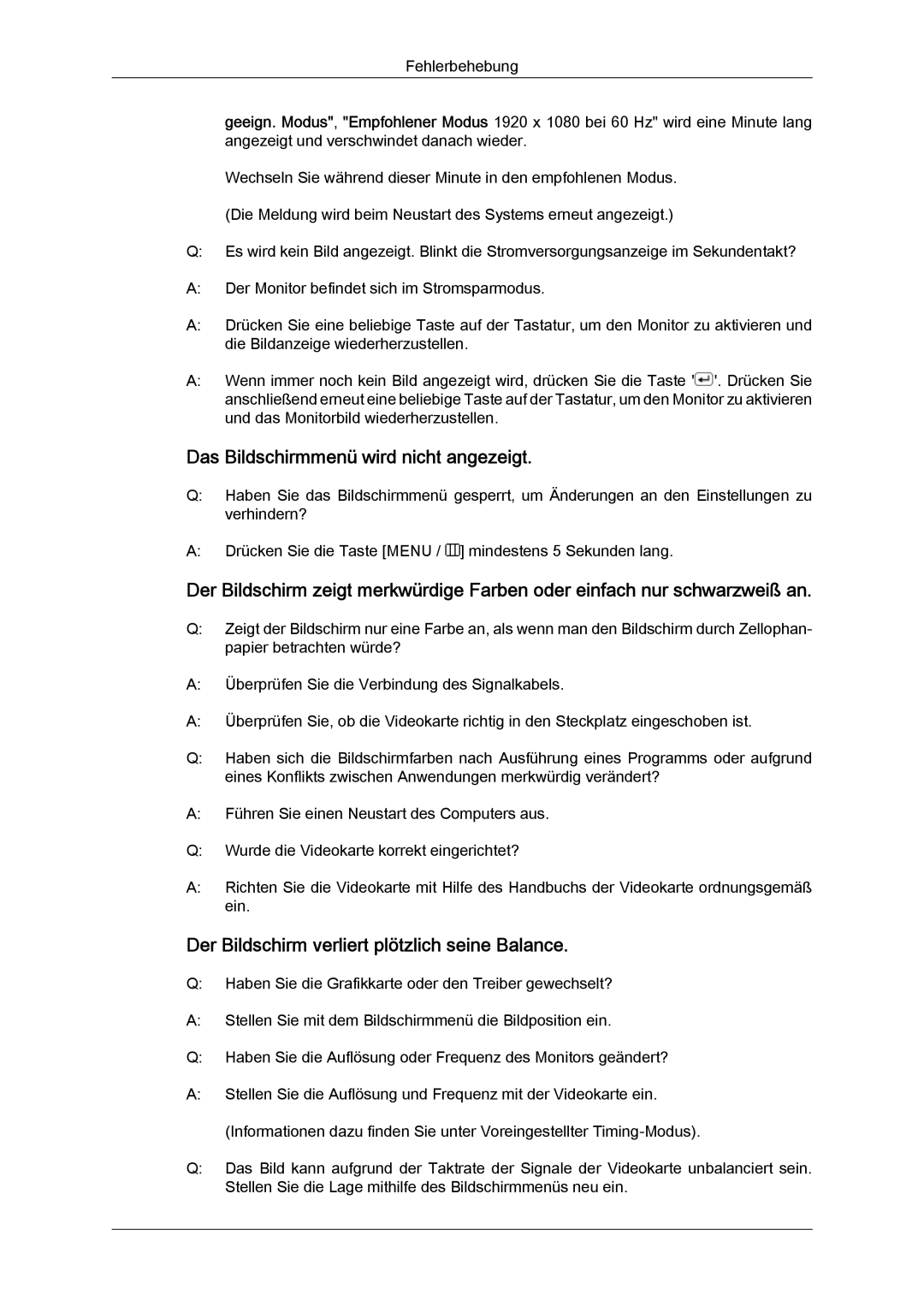 Samsung LS22MYYKBB/EDC, LS22MYLKF/EDC, LS19MYYKBBA/EN, LS19MYYKBB/EDC, LS22MYYKBBA/EN Das Bildschirmmenü wird nicht angezeigt 