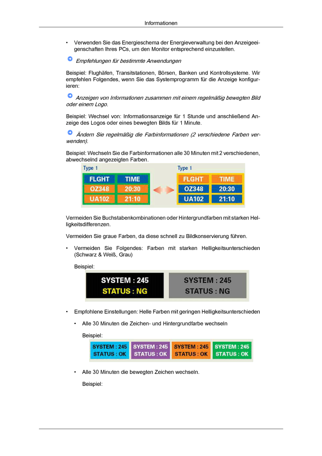 Samsung LS19MYYKBB/EDC, LS22MYYKBB/EDC, LS22MYLKF/EDC, LS19MYYKBBA/EN, LS22MYYKBBA/EN Empfehlungen für bestimmte Anwendungen 