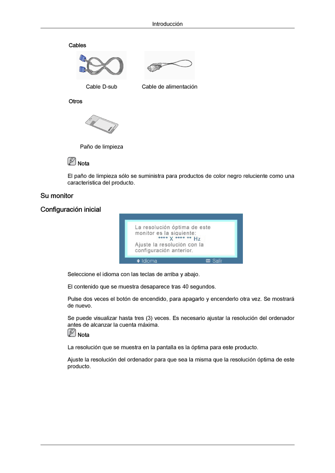 Samsung LS22MYLKFZ/EDC, LS22MYYKBB/EDC, LS22MYLKF/EDC, LS19MYYKBBA/EN, LS19MYYKBB/EDC manual Su monitor Configuración inicial 