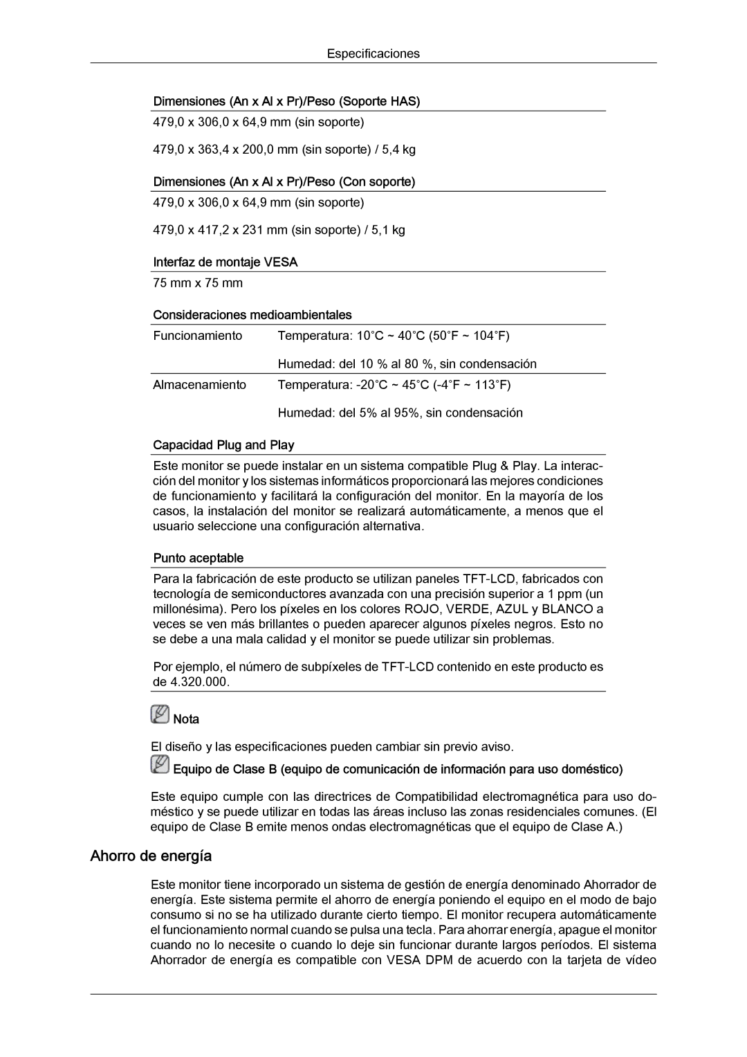 Samsung LS22MYYKBB/EDC, LS22MYLKF/EDC, LS19MYYKBBA/EN, LS19MYYKBB/EDC manual Dimensiones An x Al x Pr/Peso Con soporte 