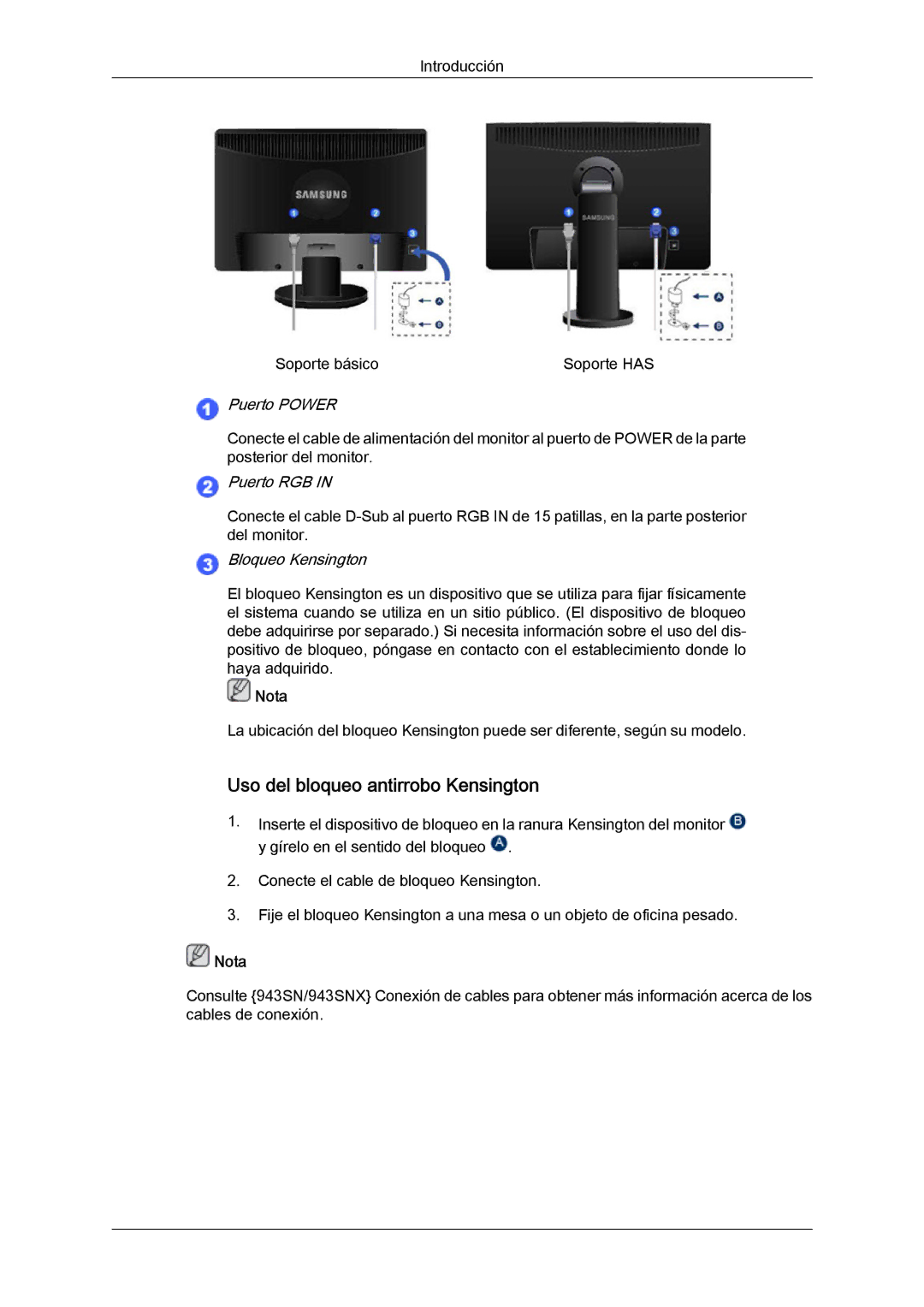 Samsung LS22MYYKBB/EDC, LS22MYLKF/EDC, LS19MYYKBBA/EN, LS19MYYKBB/EDC, LS22MYYKBBA/EN Introducción Soporte básico Soporte has 