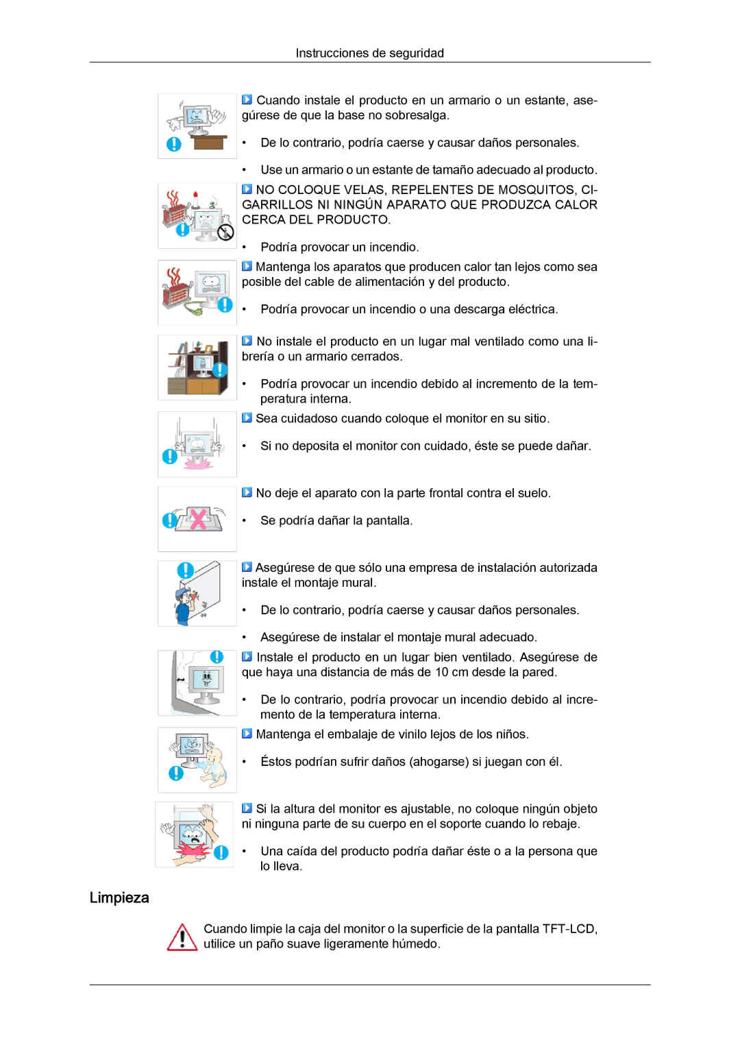 Samsung LS22MYYKBBA/EN, LS22MYYKBB/EDC, LS22MYLKF/EDC, LS19MYYKBBA/EN, LS19MYYKBB/EDC, LS22MYLKFZ/EDC manual Limpieza 