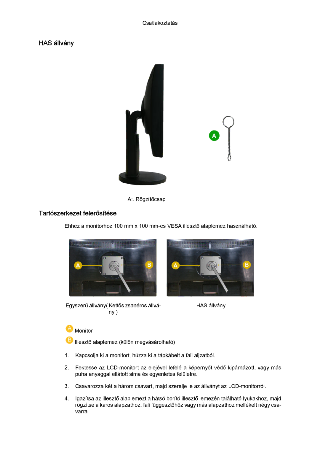 Samsung LS22MYZEBC/EDC, LS22MYZEBCA/EN manual Has állvány 