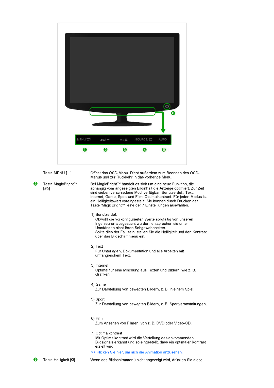 Samsung LS22PEBSFV/EDC, LS20PEBSFV/EDC manual Klicken Sie hier, um sich die Animation anzusehen 