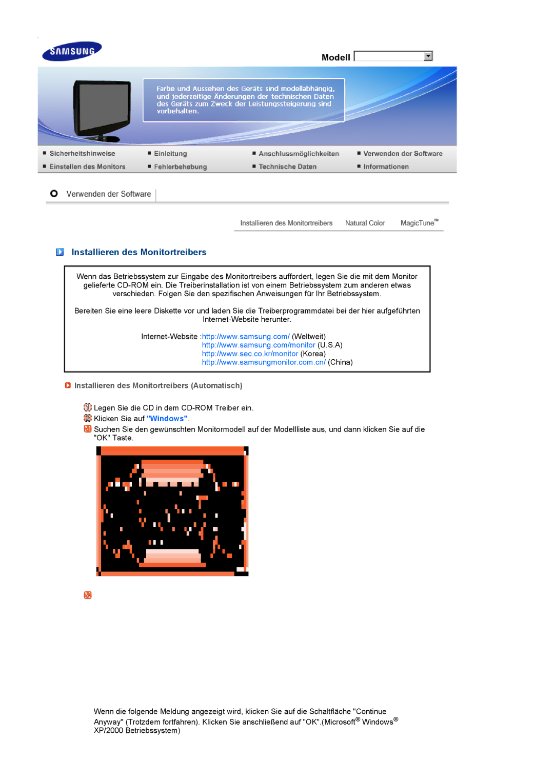 Samsung LS22PEBSFV/EDC, LS20PEBSFV/EDC manual Installieren des Monitortreibers Automatisch 