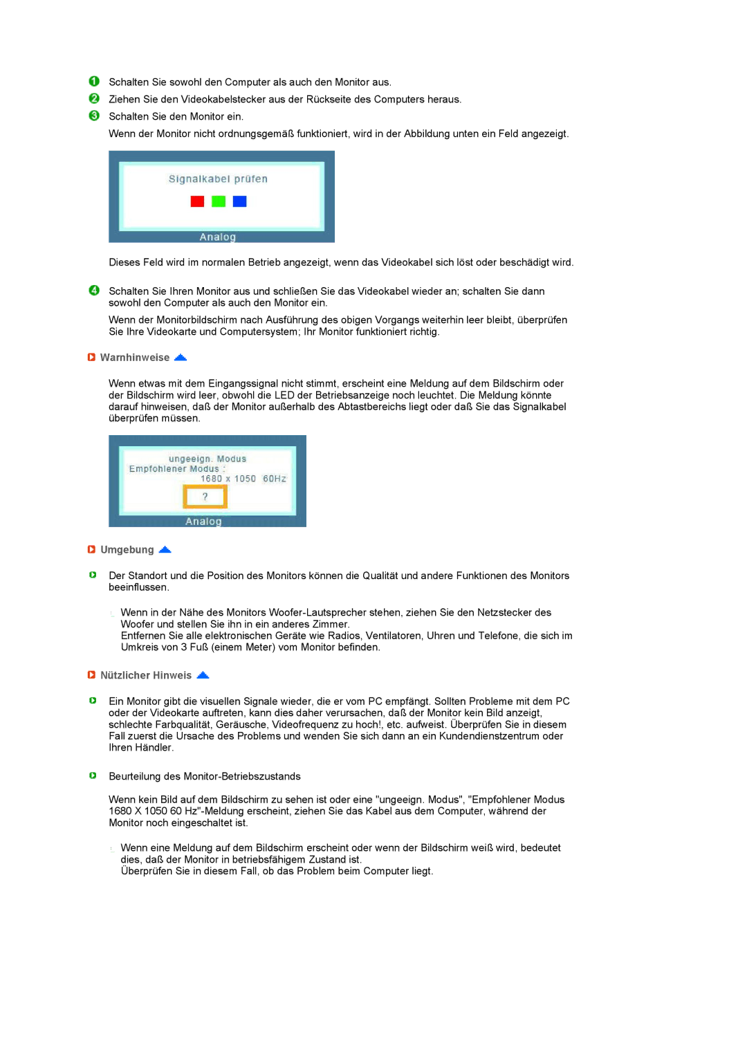 Samsung LS20PEBSFV/EDC, LS22PEBSFV/EDC manual Warnhinweise, Umgebung, Nützlicher Hinweis 