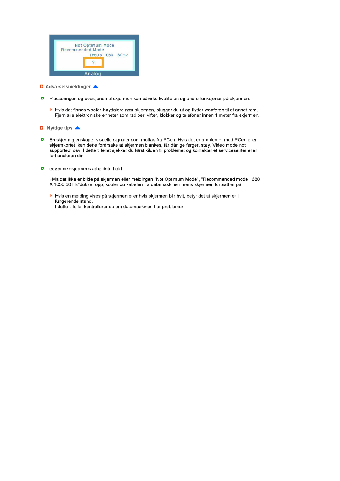 Samsung LS20PEBSFV/EDC, LS22PEBSFV/EDC manual Nyttige tips 