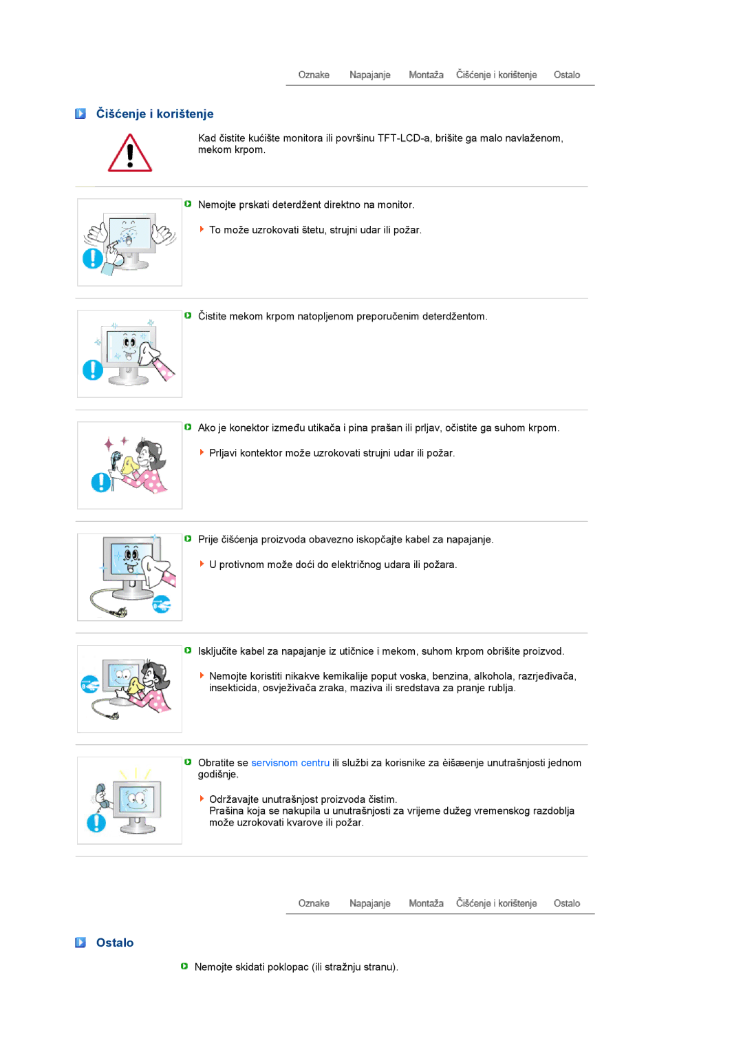 Samsung LS22PEBSFV/EDC, LS20PEBSFV/EDC manual Čišćenje i korištenje, Ostalo 