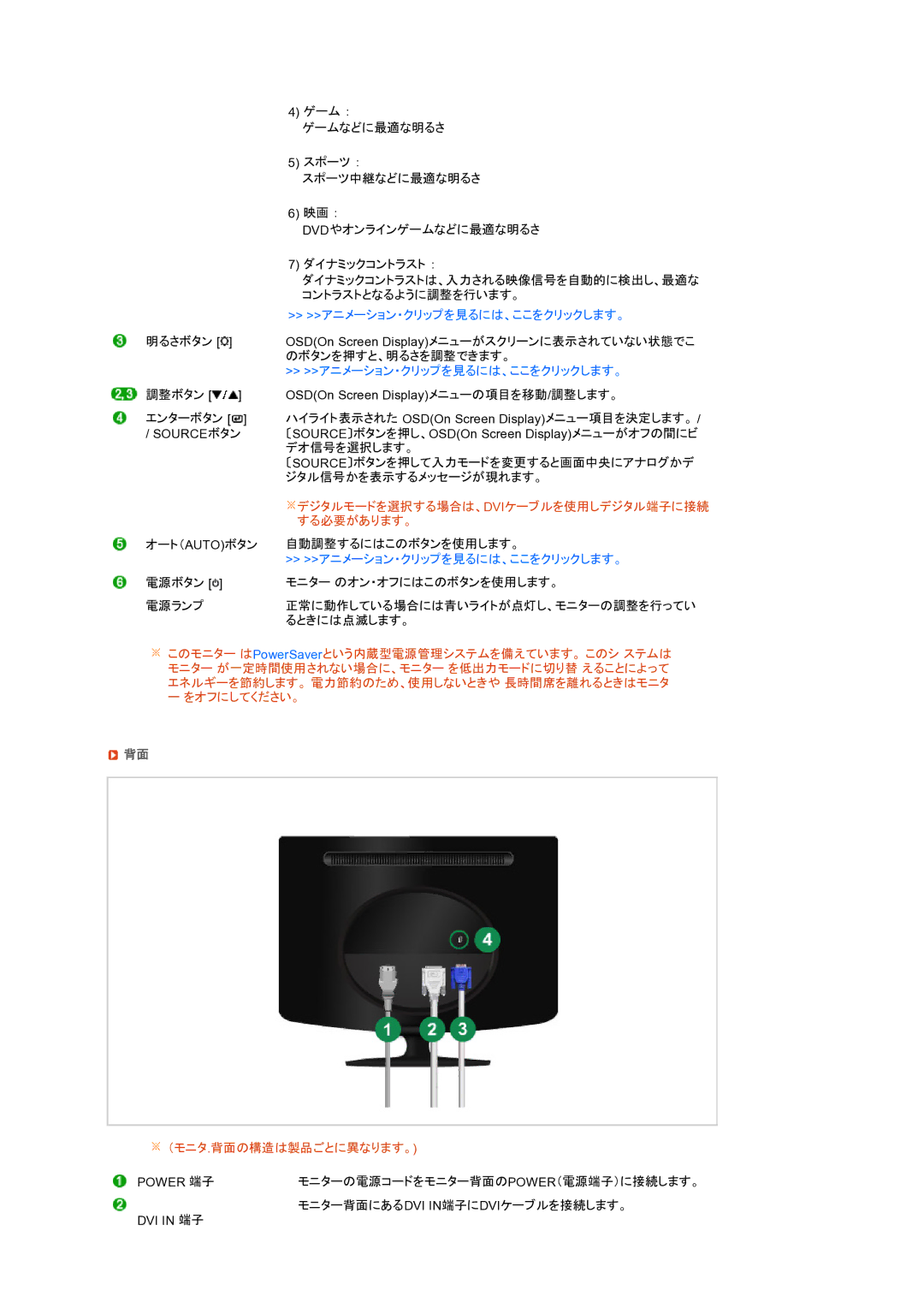 Samsung LS22PEJSF1/XSJ manual デジタルモードを選択する場合は、 Dviケーブルを使用しデジタル端子に接続 