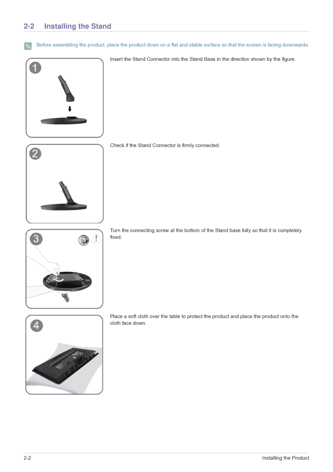 Samsung LS22PTESF/CH manual Installing the Stand 