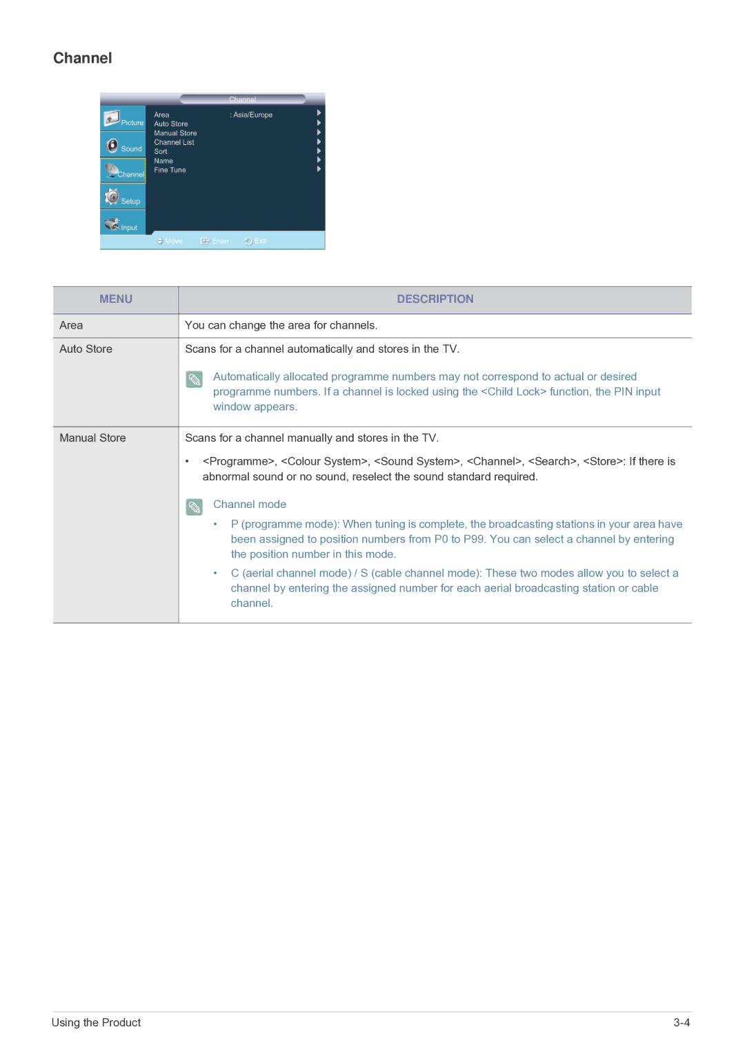 Samsung LS22PTESF/CH manual Channel, Window appears 