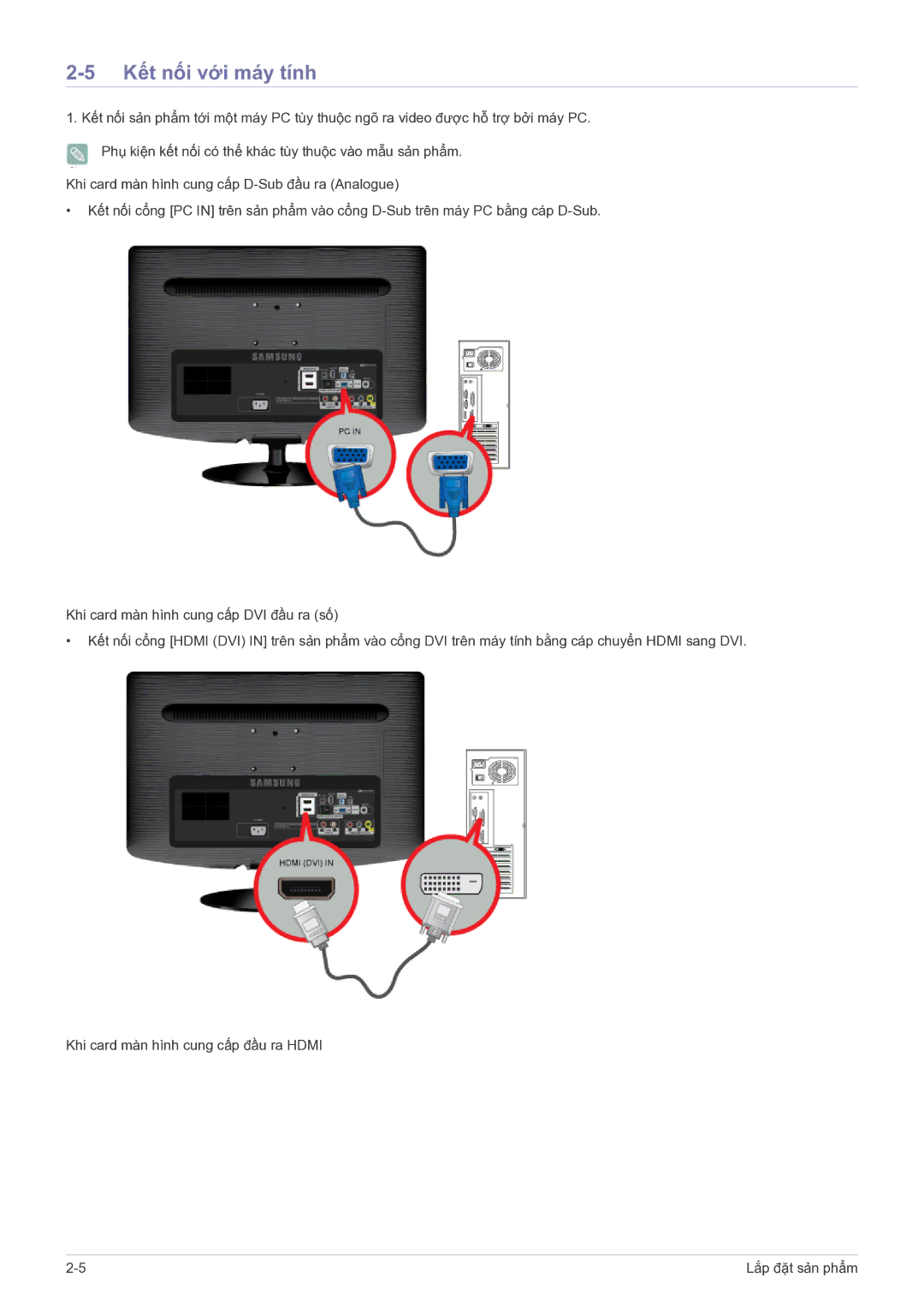 Samsung LS22PTESF/XV manual Kết nối với máy tính 