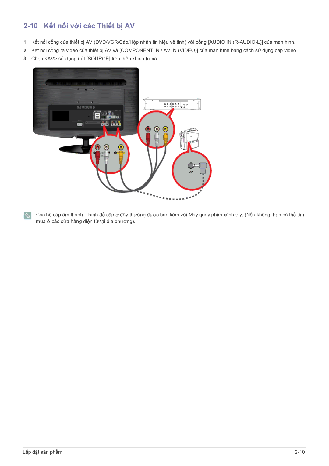 Samsung LS22PTESF/XV manual 10 Kết nối với các Thiết bị AV 