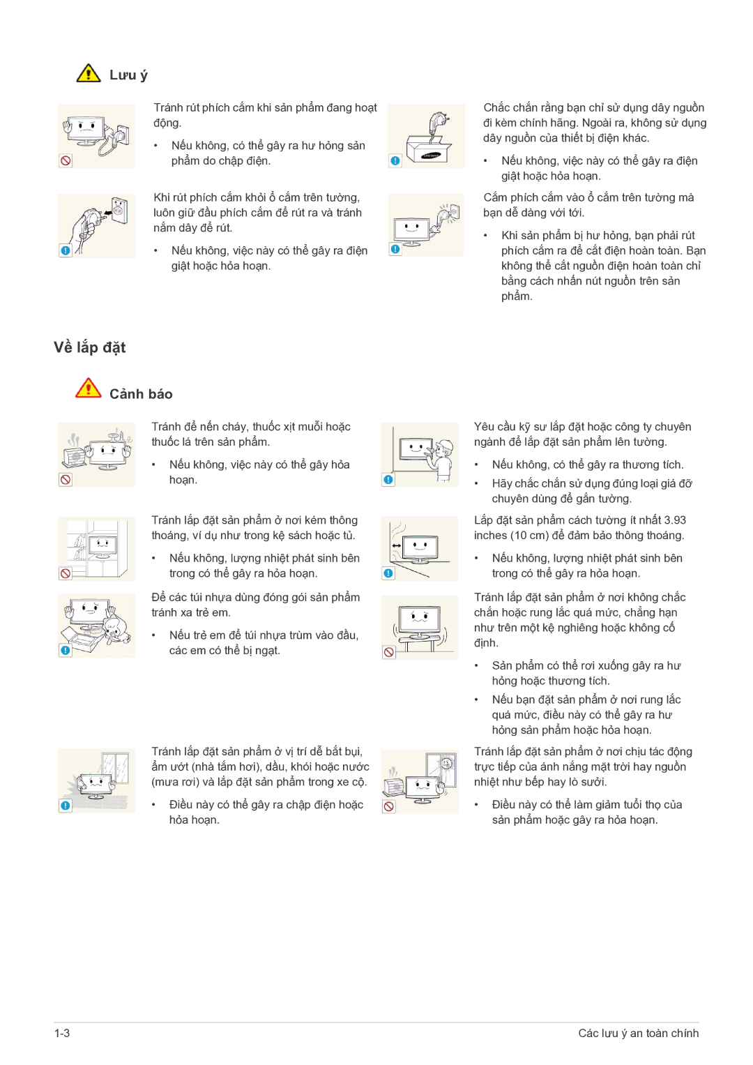 Samsung LS22PTESF/XV manual Về lắp đặt, Lưu ý 