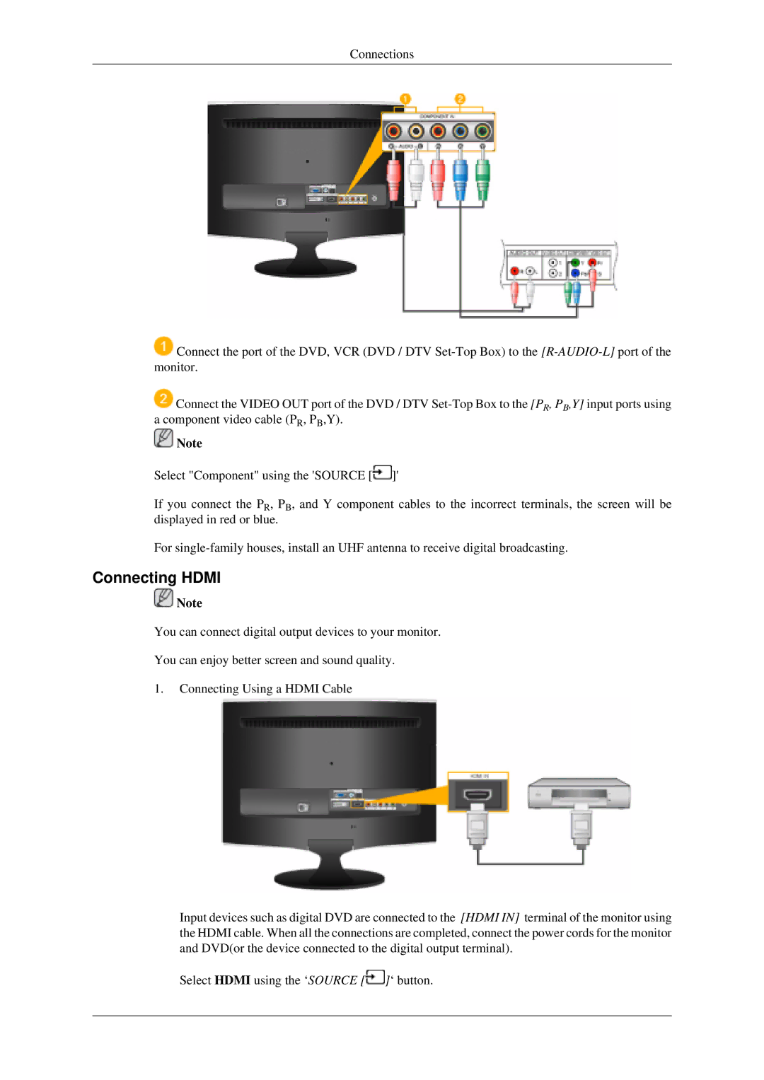 Samsung LS22TDSSU/CT manual Connecting Hdmi 