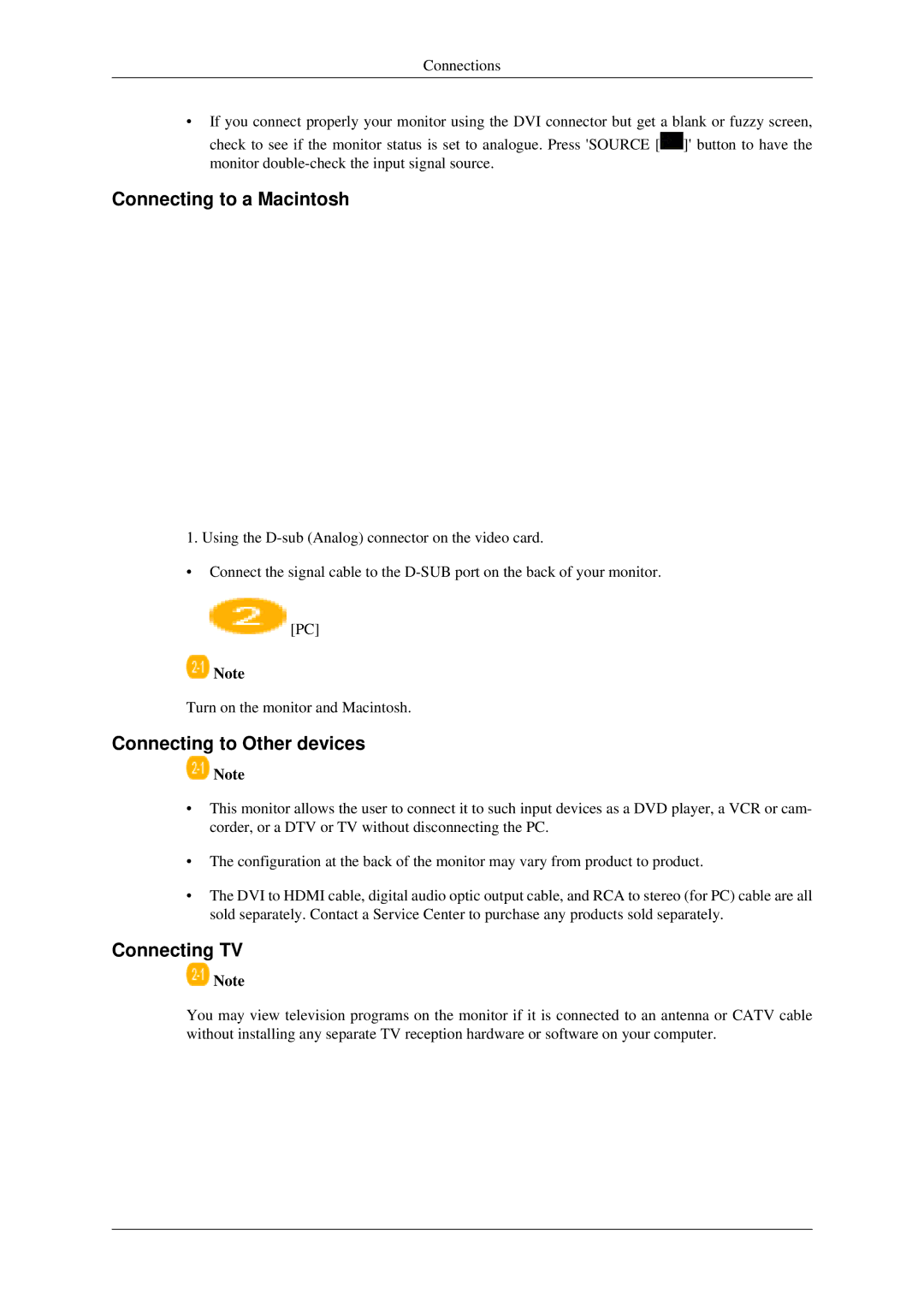 Samsung LS22TDSSU/CT manual Connecting to a Macintosh, Connecting to Other devices, Connecting TV 