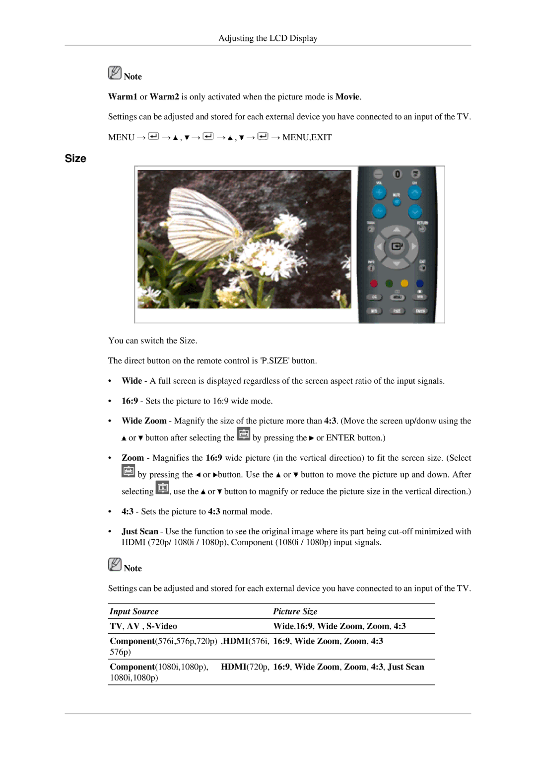 Samsung LS22TDSSU/CT manual Size 