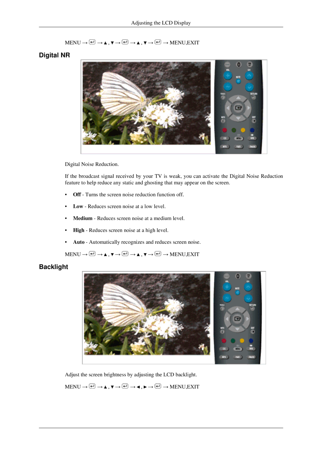 Samsung LS22TDSSU/CT manual Digital NR, Backlight 