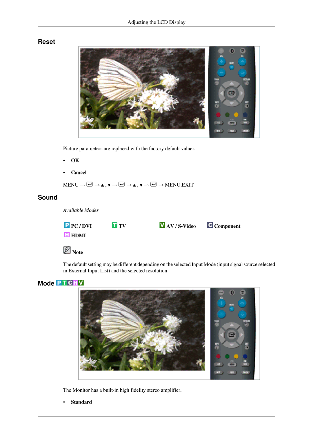 Samsung LS22TDSSU/CT manual Reset, Sound 