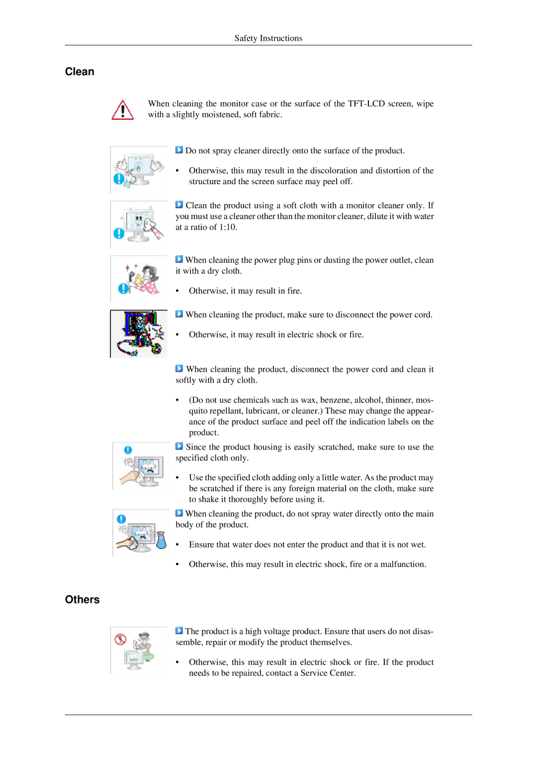 Samsung LS22TDSSU/CT manual Clean, Others 