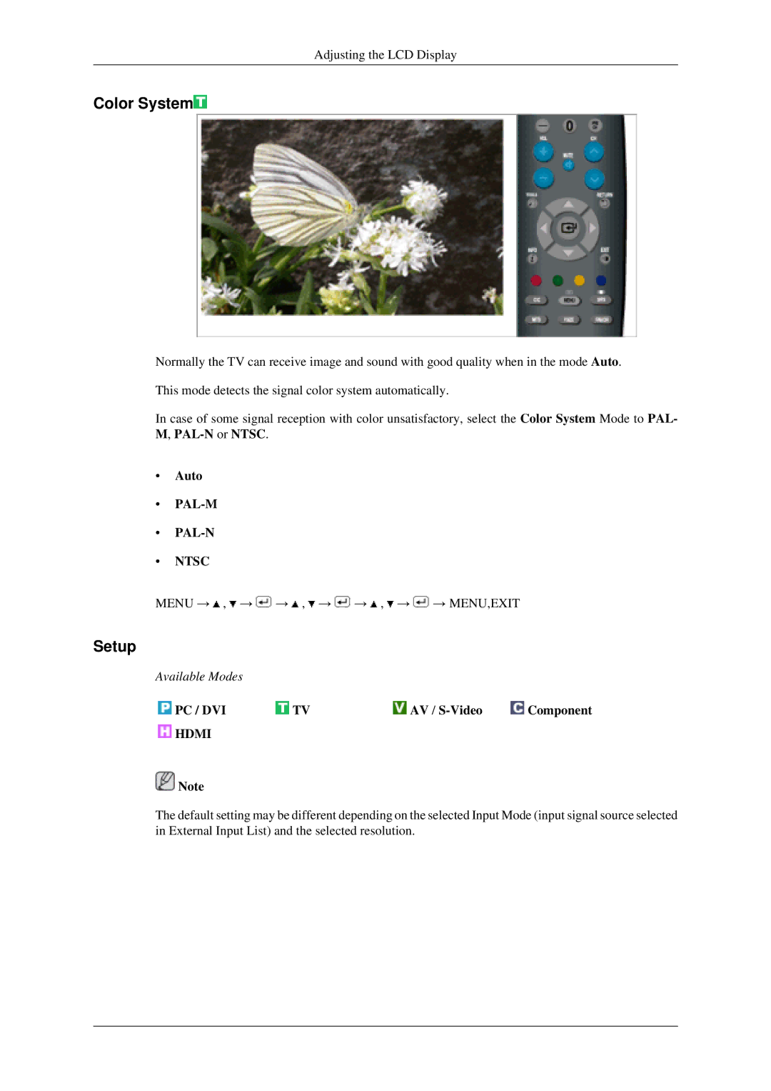 Samsung LS22TDSSU/CT manual Color System, Setup, Auto 