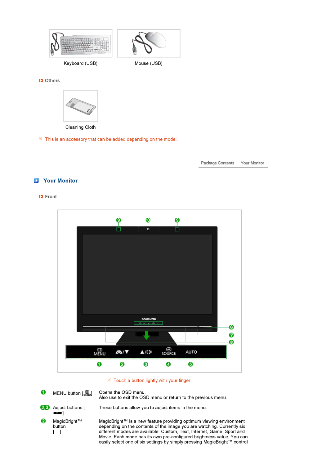 Samsung LS22TNTSF/EDC, LF22TNTSFG/EDC manual Your Monitor, Others, Front 