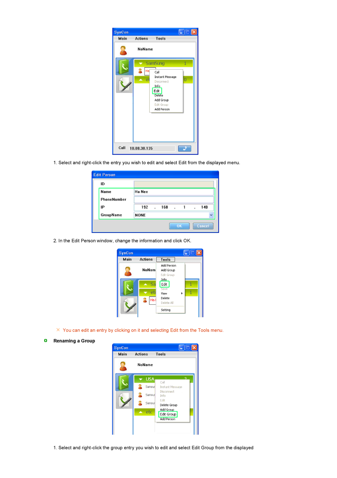 Samsung LS22TNTSF/EDC, LF22TNTSFG/EDC manual Renaming a Group 