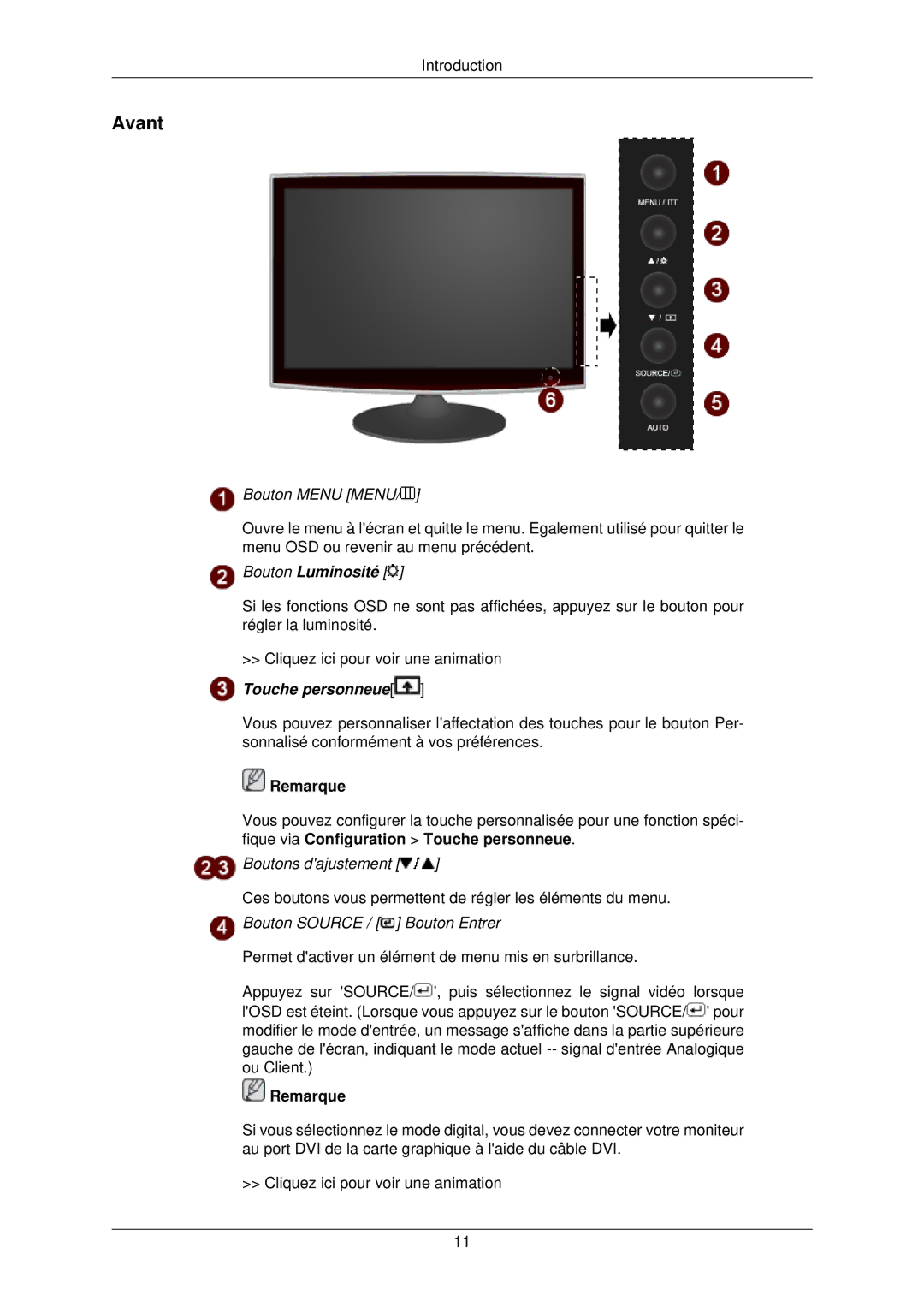 Samsung LS22TWPSUV/EN manual Avant, Bouton Menu Menu 