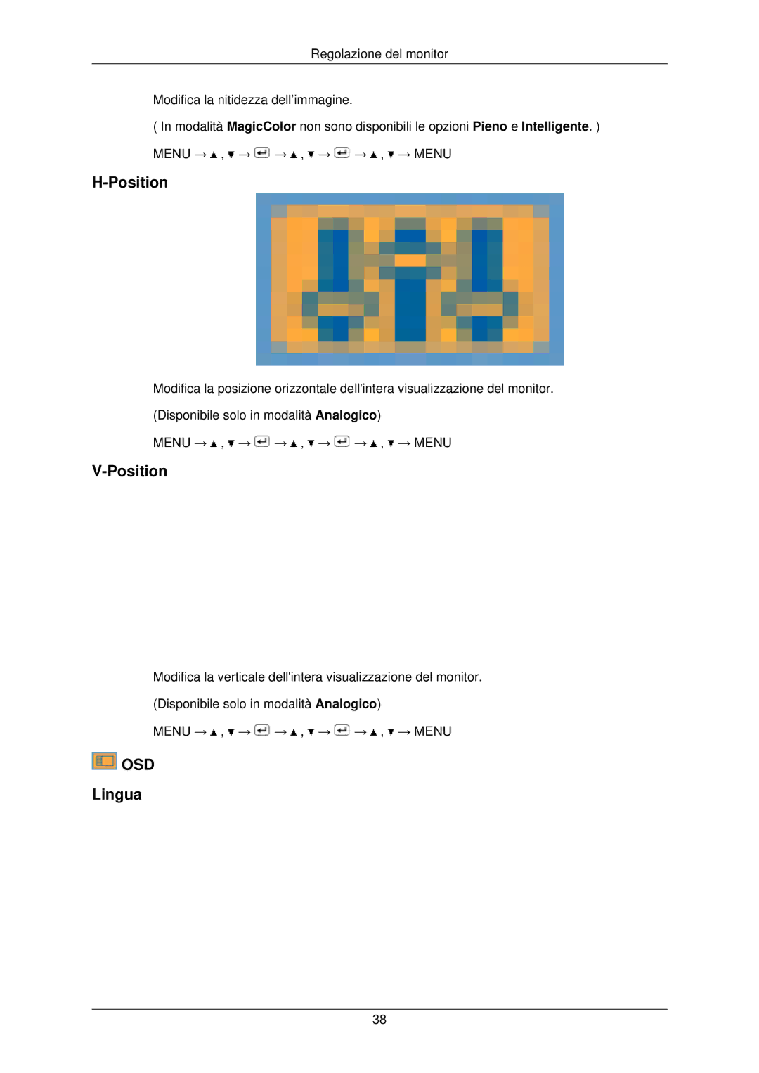 Samsung LS22TWPSUV/EN manual Position, Lingua 