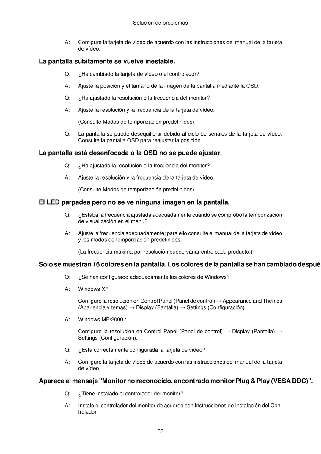 Samsung LS22TWPSUV/EN manual La pantalla súbitamente se vuelve inestable 