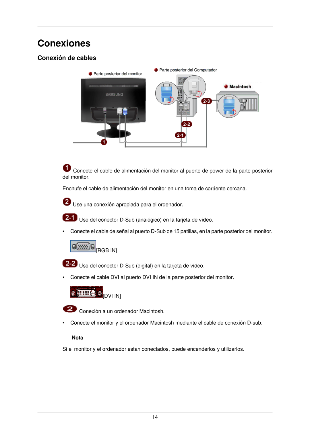 Samsung LS22TWPSUV/EN manual Conexiones, Conexión de cables 