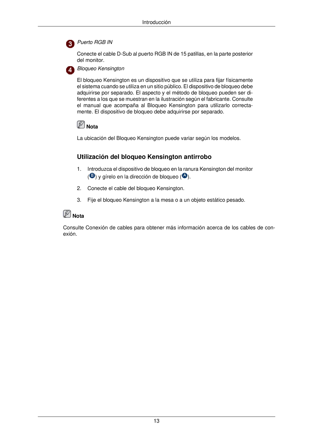 Samsung LS22TWPSUV/EN manual Utilización del bloqueo Kensington antirrobo, Bloqueo Kensington 