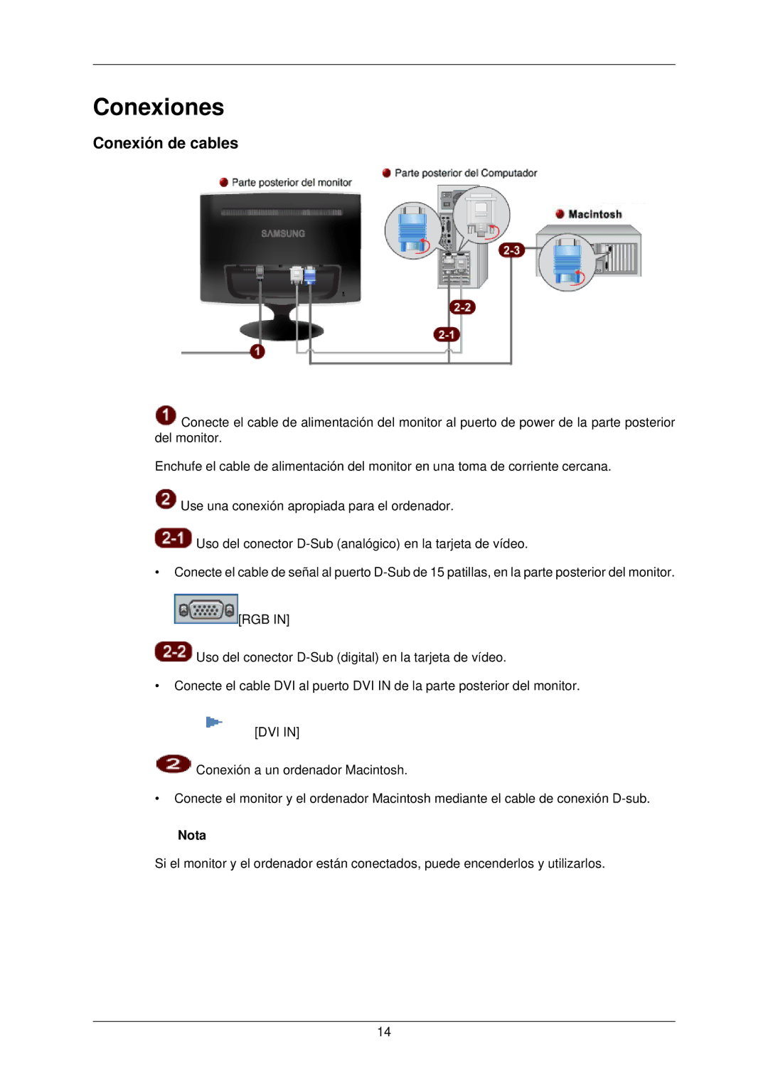 Samsung LS22TWPSUV/EN manual Conexiones, Conexión de cables 