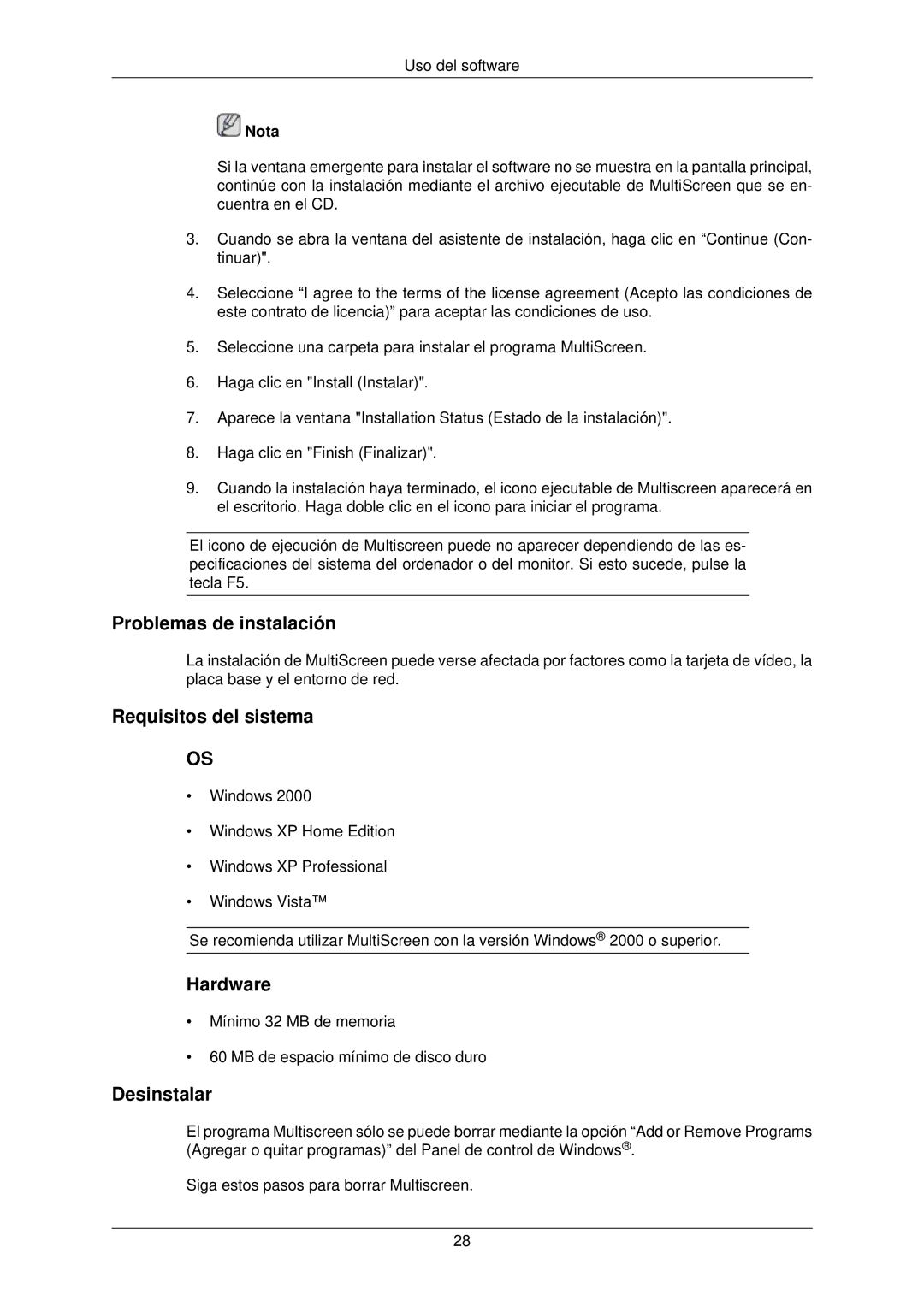 Samsung LS22TWPSUV/EN manual Problemas de instalación 