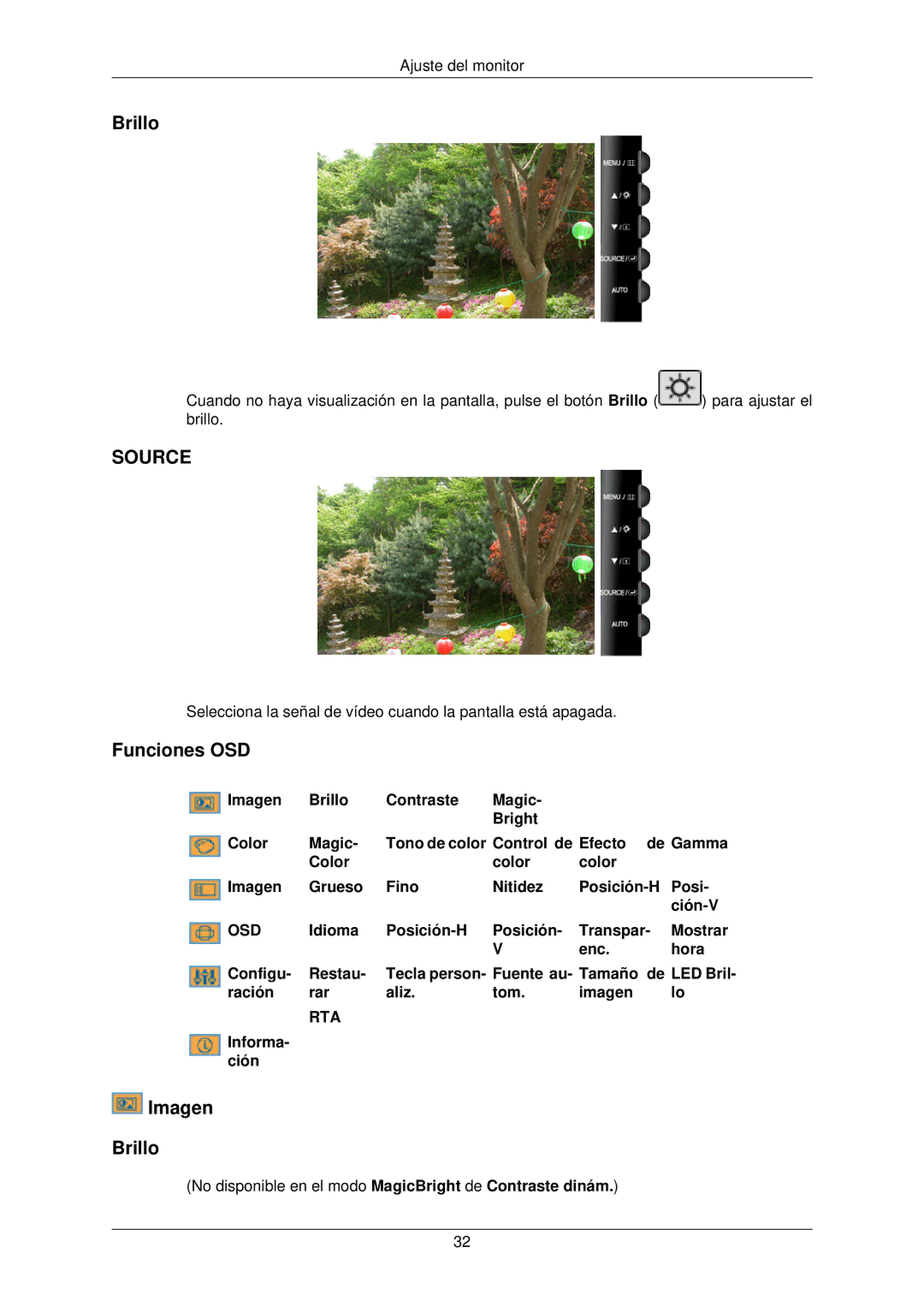 Samsung LS22TWPSUV/EN manual Funciones OSD, Imagen Brillo 