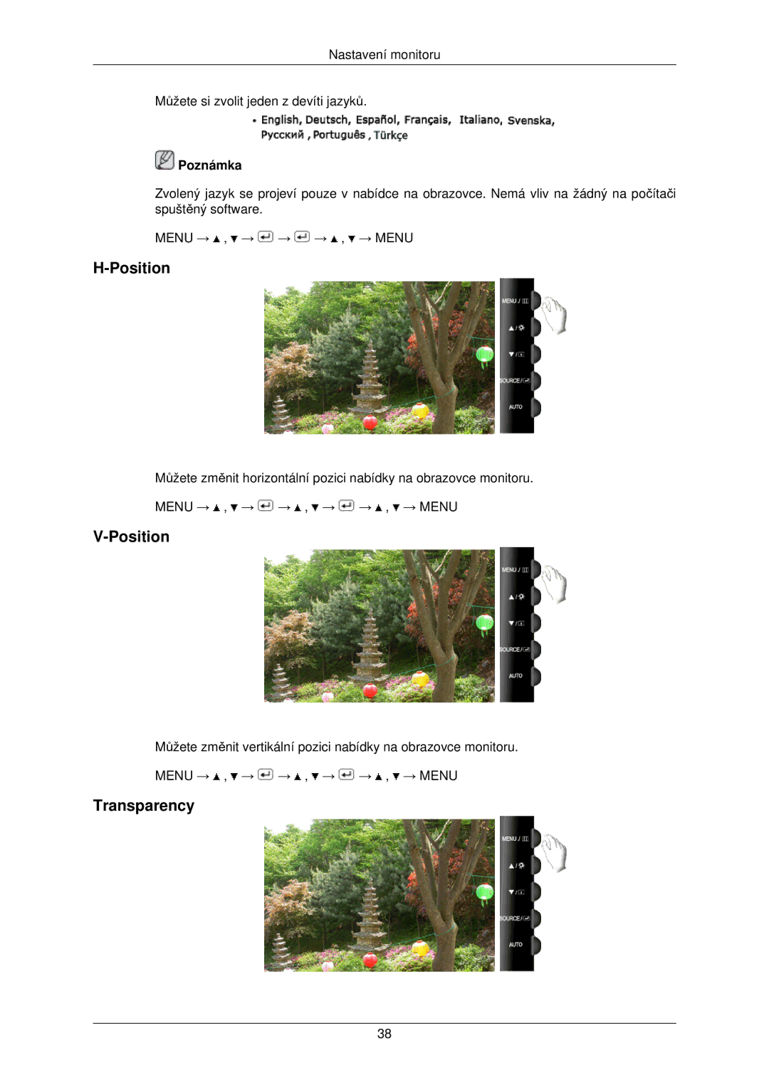 Samsung LS22TWPSUV/EN manual Transparency, Poznámka 