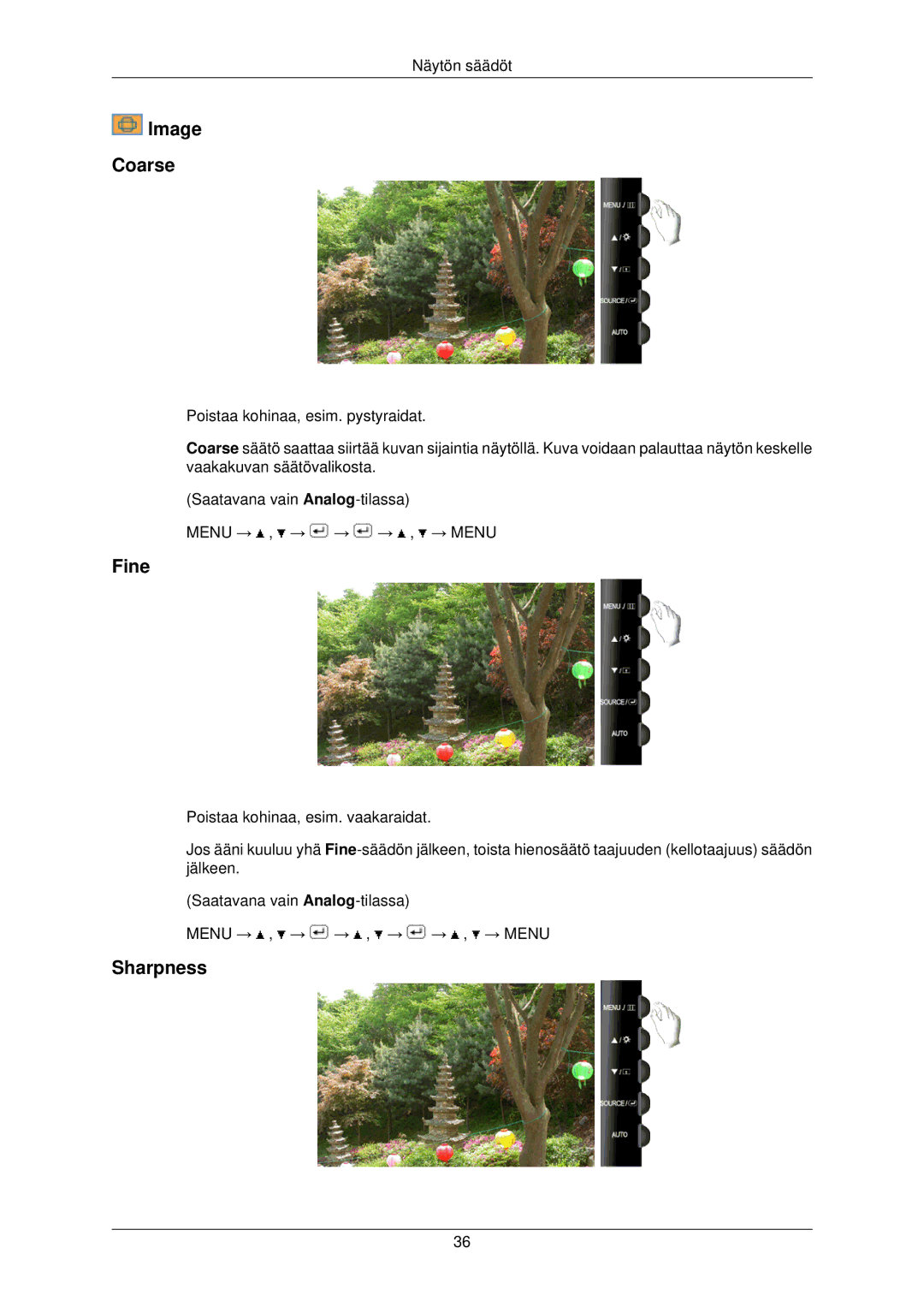 Samsung LS22TWPSUV/EN manual Image Coarse, Fine, Sharpness 