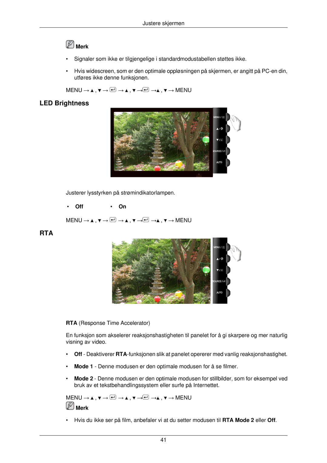 Samsung LS22TWPSUV/EN manual LED Brightness, Rta 