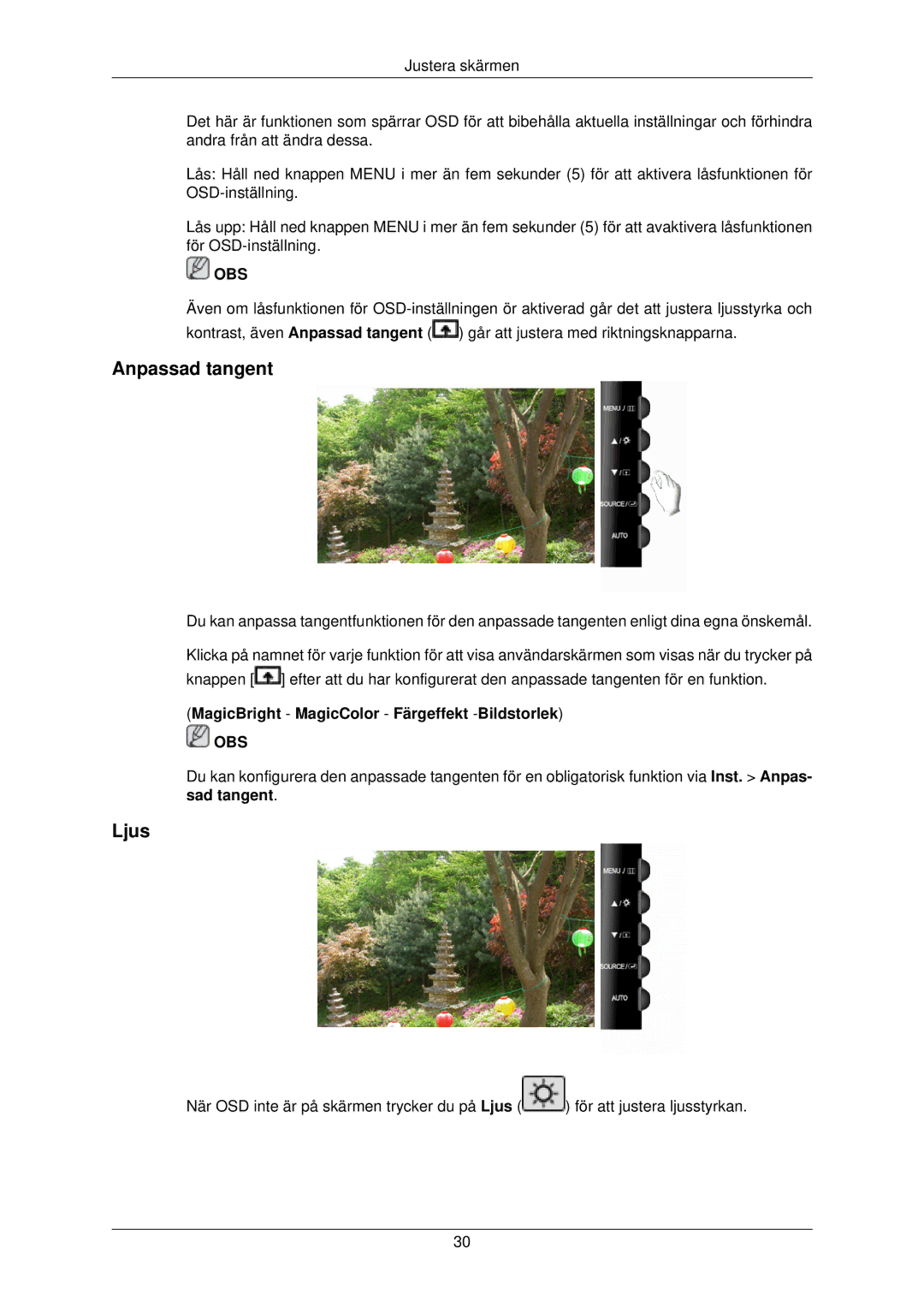 Samsung LS22TWPSUV/EN manual Anpassad tangent, Ljus 