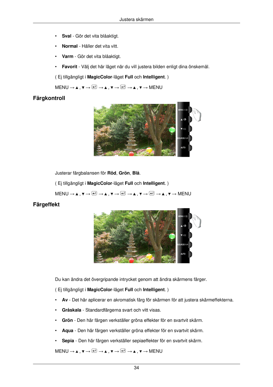 Samsung LS22TWPSUV/EN manual Färgkontroll, Färgeffekt 