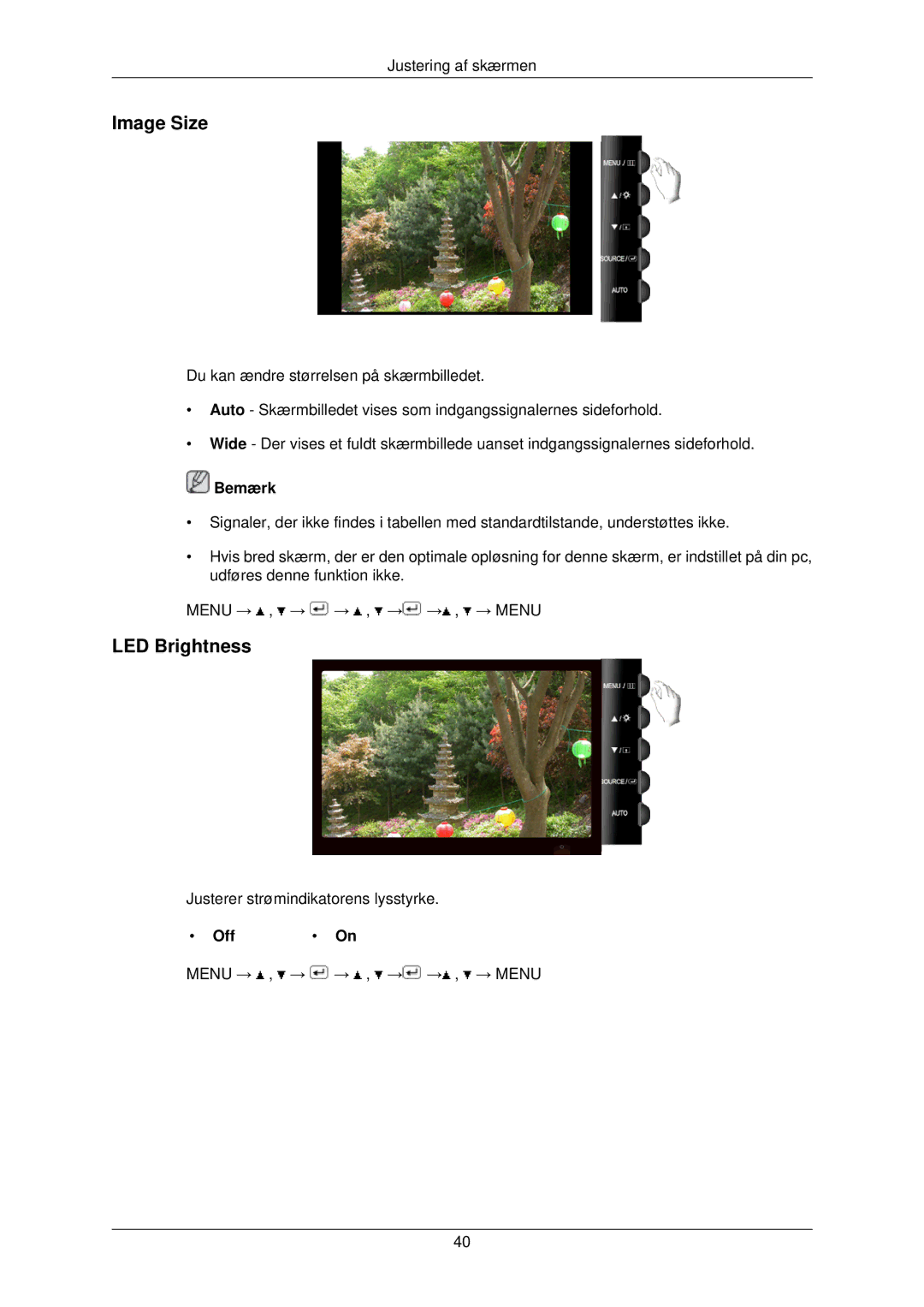 Samsung LS22TWPSUV/EN manual Image Size, LED Brightness 